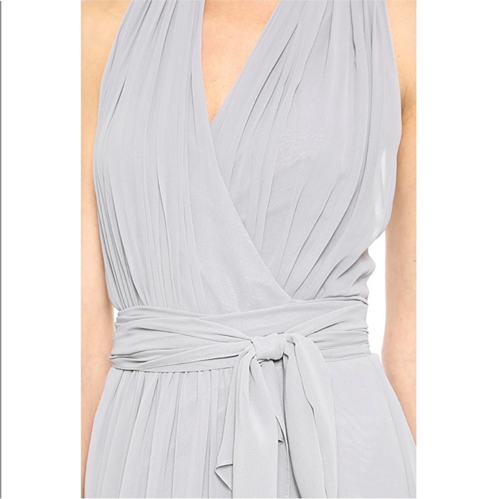 Joanna August halter bridesmaid dress, size S grey. Worn once, excellent cond.